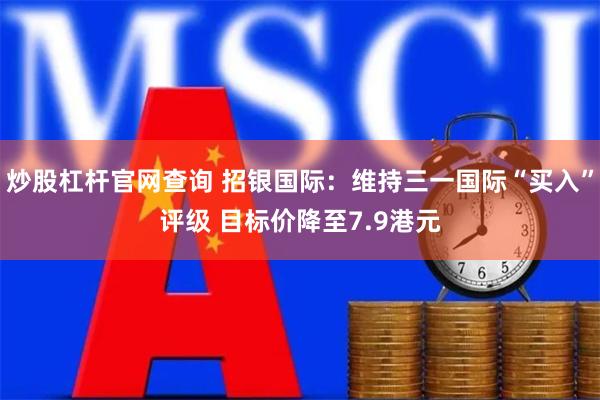 炒股杠杆官网查询 招银国际：维持三一国际“买入”评级 目标价降至7.9港元