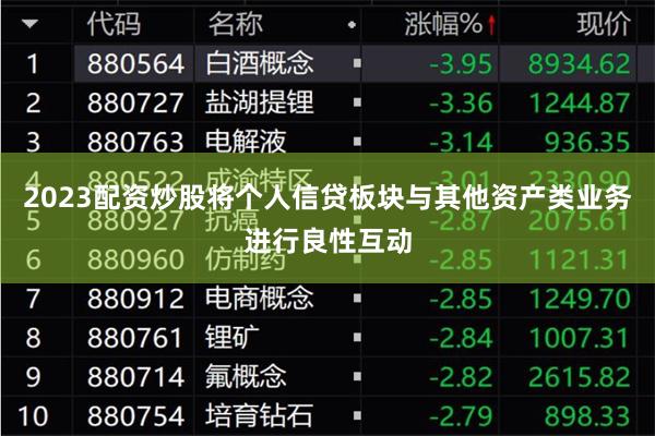 2023配资炒股将个人信贷板块与其他资产类业务进行良性互动